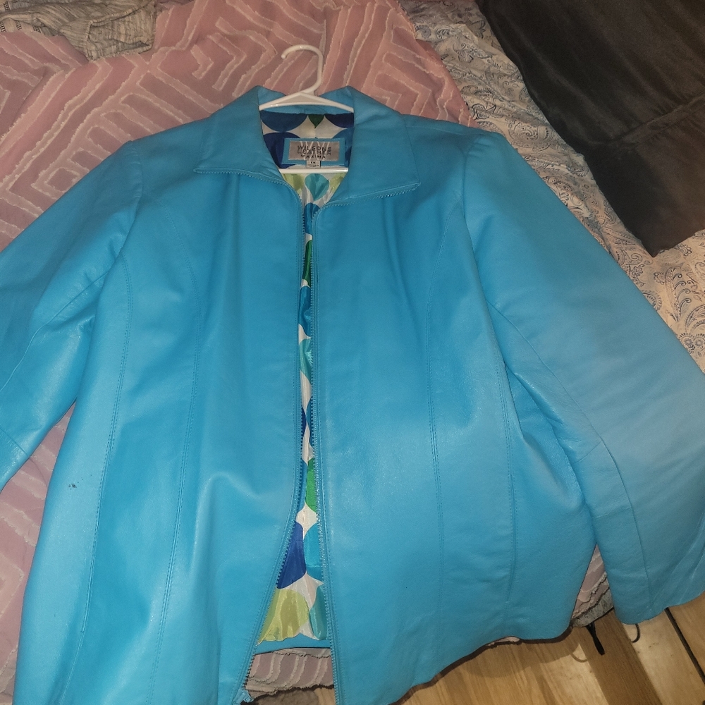 Turquoise leather jacket